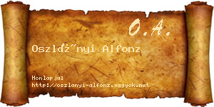 Oszlányi Alfonz névjegykártya